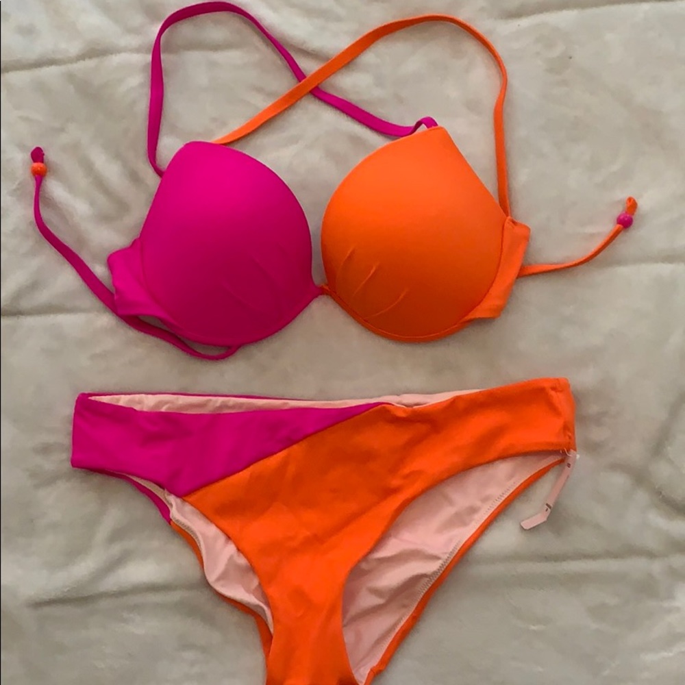 VS orange pink bikini set 36C med